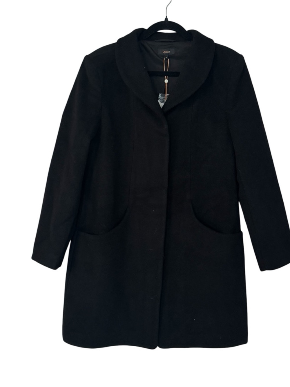 Quince Women’s Long Sleeve Wool Cashmere Cocoon Coat in Black Sz M NWT